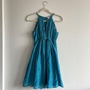 Anthro Esley Teal Silk Blend Dress